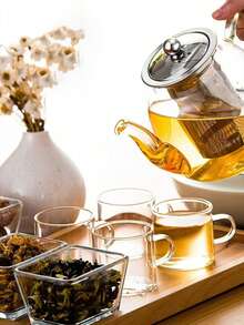 1 件优雅玻璃茶壶，带不锈钢浸泡器 - 厚耐热玻璃茶壶，适合完美冲泡，是茶爱好者返校的理想选择 - 透明 - 查看 5