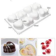 3D Silicone Molds For Chocolate, 8 Cavities Mousse Cake Mold 3D Heart Shape Silicone Dessert Bakeware Moulds For Chocolate, Mini Cake, Dessert, Pastry, Brownie Jelly Fondant, Valentine's Day Party, Home Decor, Home Gifts - White - View 4