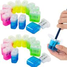 2 pezzi Temperamatite per studenti con contenitore, forniture per ufficio e scuola colorate, temperamatite in plastica trasparente a doppio foro per bambini, per forniture scolastiche, per il ritorno a scuola