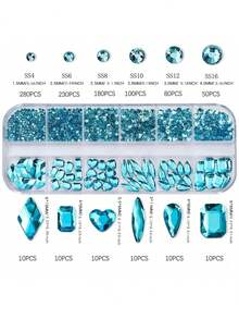 12Pcs 3D Flat Bottom Nail Rhinestones, Nail Jewelry Glass AB Crystal Decorations Kit For DIY Crafts, Face, Clothing, Manicure Decoration