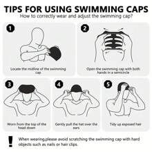 1pc Summer Silicone Black Swimming Cap, For Long Hair, Swimming Accessories Beach Essential