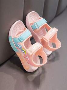 一双全新夏季婴儿鞋，带露趾钩环，运动软底，防滑，休闲沙滩凉鞋 - 粉色 - 查看 4