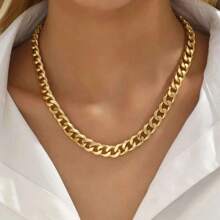 1 pieza Collar de cadena metálica gruesa de estilo punk para mujeres