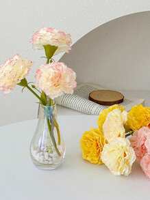 6pcs Short Stem Artificial Carnation Flowers, Lifelike Carnations | Polyester Material | Flexible Iron Wire Stem | Suitable For Home Decor, Living Room, Kitchen, Dining Table, Holidays, Weddings, Engagements, Office Decorations, Valentine's Day, Thanksgiving, Mother's Day, Spring/Summer Decorations