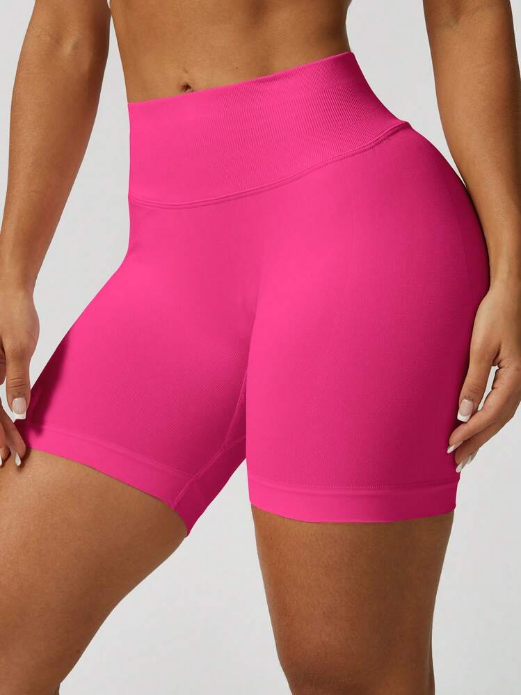 Shorts Curtos Ajustados Versáteis para Corrida e Exercícios, Cor Sólida, Verão, Esportes - Pink - Visão 7