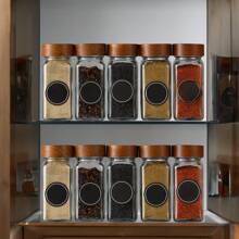 24 piezas de frascos cuadrados de madera de acacia de 40 oz para pimienta y especias, set de recipientes de vidrio para condimentos