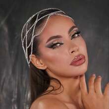 Bohemia Hollow Rhinestone Mesh Headpiece Wedding Head Chain Jewelry For Women Luxury Crystal Headband Head Cap Hat Hair Accessories - Style 2 - View 3