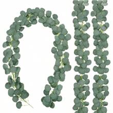 1pc Artificial Eucalyptus Leaf Wreath, Green Polyester Fake Leaf Garland, For Party Decor
