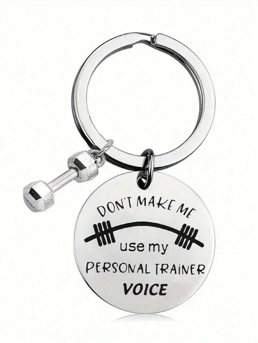 1pc Men's "Don't Make Me Use My Stainless Steel Key Chain" Inspirational Gift For Fitness & Weight Loss - Silver - View 1