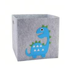 Cartoon Animal Pattern Foldable Felt Fabric Cube Storage Basket For Kids' Toys, Monkey Design