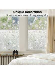 1m/3m Rainbow Tulip 3D Window Film, Privacy Window Film, Decorative Colored Glass Window Film, Anti-UV Glass Sticker, Suitable For Rental Homes, Balcony, Bedroom Translucent Windows, DIY Glass Film, No-Glue Glass Film