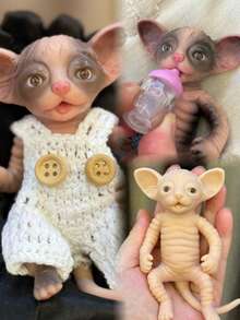 1 PC 4.5 Inch Mini Silicone Reborn Cat Doll, Mini Palm Silicone Doll, Washable Palm Animal, Realistic Soft Touch, Skin Texture Silicone Doll, Ideal Gift - Multicolor - View 3