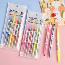 Set da 6 colori Evidenziatore a doppia punta, pennarelli fluorescenti per disegno, forniture per ufficio e scuola, utili per studenti, graffiti e dipinti ad acquarello