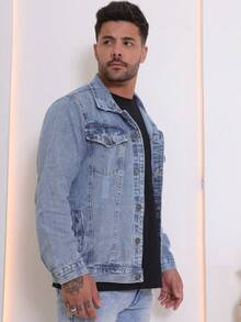 Men's Denim Jacket Men's Denim Jacket With Pockets - Medium Wash - View 8