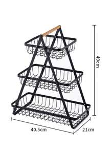 Odłączany i składany kosz na owoce, wielowarstwowy drewniany kosz do przechowywania, żeliwny stojak do przechowywania w kuchni i salonie