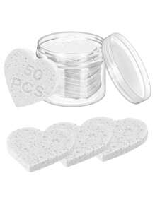 SHEIN X Milania 50-Count Facial Sponges Compressed, 100% Natural Cellulose Face Sponge Professional Cosmetic Spa Sponges For Face Cleansing, Exfoliating Mask, Makeup Removal For Travel And Home