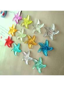 12pcs Colorful Starfish - Made Of Plastic, Oval Shaped, Suitable For Whiteboard And Fridge Decoration For Kitchen & Office, Ocean Themed Home Decor, Office Supplies| Starfish Magnets| Plastic Magnets, Magnetic Decorations