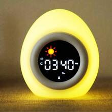 Ready To Rise 儿童睡眠训练器、儿童闹钟、一体式儿童训练器、带日月显示、鸡蛋夜灯、声音机器和唤醒闹钟的幼儿睡眠训练时钟，适合幼儿和儿童、儿童待床闹钟、儿童起床闹钟、适合儿童的礼物创意 - 白色 - 查看 10