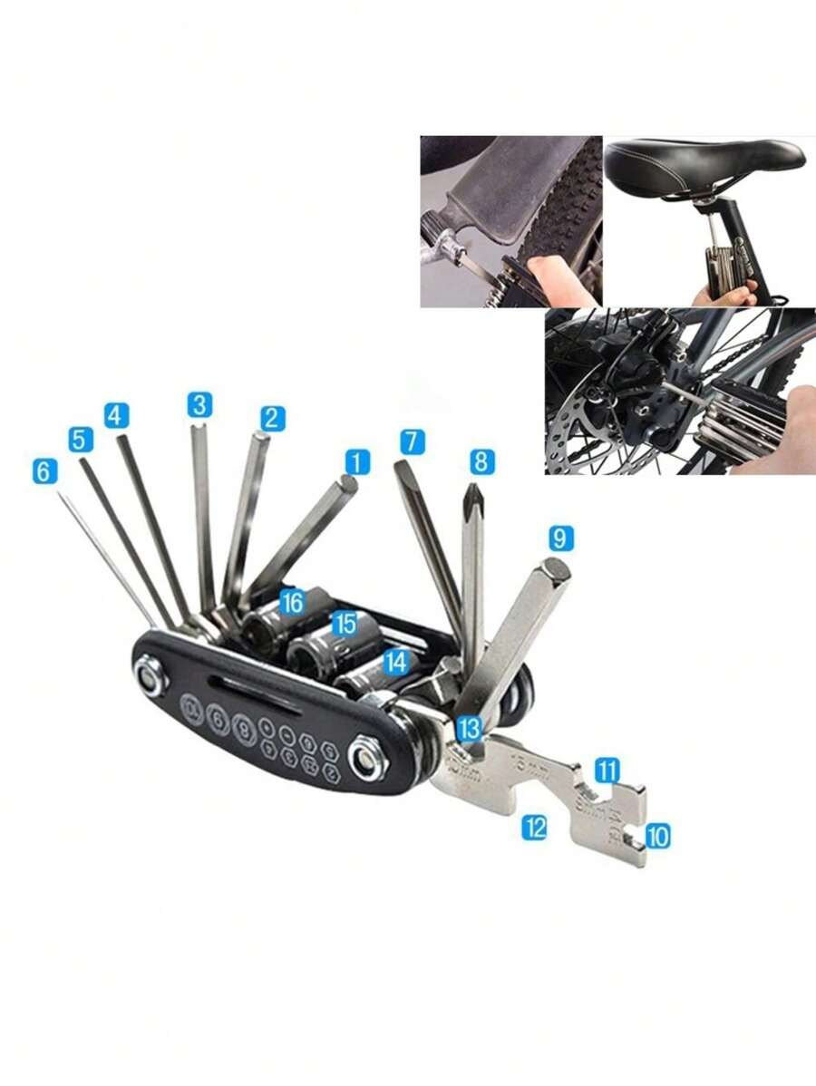 16 In 1 Portable Multifunctional Bicycle Repair Tool Set, Hexagonal Spoke Riding Screwdriver Tool, Mountain Bike Repair Tool