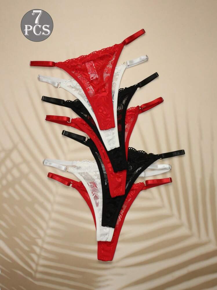 7pcs Floral Lace Sexy Ladies G-String Panties | SHEIN USA