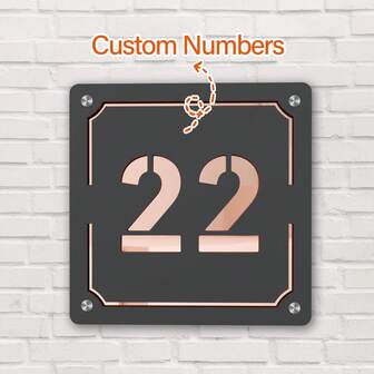 1 st. anpassat akryl 3D-präglat nordiskt dörrnummer, gyllene, silverfärgade, roségula tre färger att välja mellan, personlig nummerskylt för utomhusbruk, grafiskt tryck