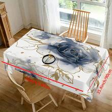 1pc Premium Golden Line Floral Pattern Tablecloth - Modern Minimalist Design, Elegant Decoration For Your Dining Table, Suitable For Picnic, Camping, Wedding, Birthday Party, Restaurant. Durable Tablecloth For Home And Festival Decor