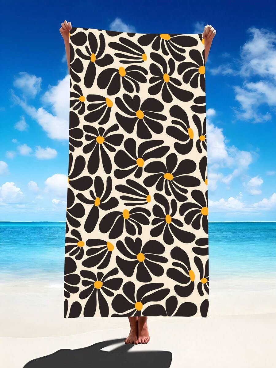 1 件波西米亚花卉沙滩巾，超大超细纤维沙滩毯，超强吸水浴巾，适合旅行、泳池、潜水、冲浪、瑜伽、露营、成人及各种尺寸，沙滩配件夏季假日浴室装饰沙滩必需品 - 彩色 - 查看 1