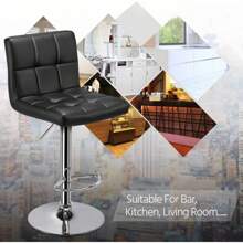2pcs Adjustable Modern Bar Stools Swivel PU Leather Stool Chair Back Kitchen Island Counter Height Swivel Bar Stool