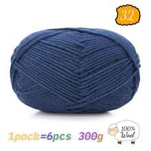 300g 100% reine Strickwolle, ideal für handgemachte Pullover, Mützen, Schals zum Warmhalten im Herbst/Winter, 1 Stück = 6 Knäuel = 300g