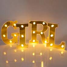 26 Letter LED Lights Luminous Number 0-9Lamp Wedding Birthday Christmas Decoration Decoration Night Light Party Bedroom 16CM Height (Without Battery) - Gold - View 9