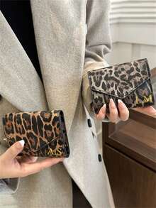 [Customized]Personalized Name All-Over Pattern Multi-Card Holder Women Trifold Wallet Leopard Print Gift For Women Wallet Purse Wallet Small Wallet - Multicolor - View 5