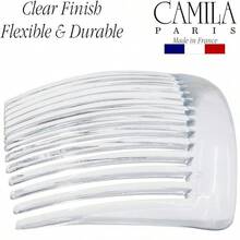 Peine lateral francés Paris AD66/2, peines grandes curvos de carey para mujeres con cabello, peine de 4 pulgadas de fuerte sujeción para moños, coletas y peinados para niñas, accesorios de peinado, hecho en Francia - Claro, negro - Ver 7