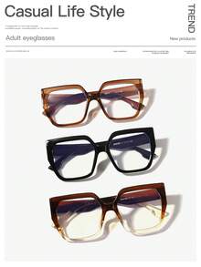 1 pezzo Occhiali da donna con montatura quadrata grande in acrilico, di moda, colore nero, adatti per lettura quotidiana, lavoro e vita universitaria