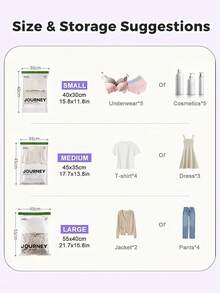 2/4 件手卷旅行压缩袋 - 无需泵，透明收纳，可存放毛巾、袜子、化妆品等 - 升级哑光饰面，多种尺寸可选，适用于学校用品、学校配件、学校用品 - 彩色 - 查看 4