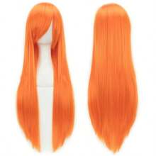 Soowee Long Synthetic Hair White Purple Cosplay Wigs Party Black Hair Straight Wig Hairpiece For Women