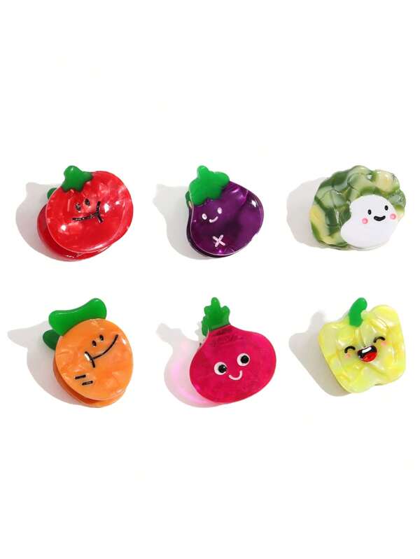 1pc Colorblock Fruit & Vegetable Pattern Cute & Elegant Acetate Quirky Creative Mini Cartoon Vegetable Hair Clip, Suitable For Bangs & Everyday Styling, All Season