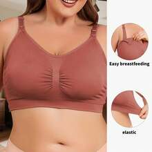 Women's Soft Seamless Nursing Bra With Adjustable Straps & Removable Padding, Comfortable Maternity Bralette For Breastfeeding & Pregnancy, 2025 Full Coverage Nursing Bras - 彩色 - 查看 5