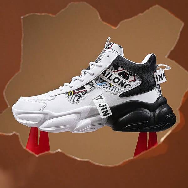 Spring New Men's Breathable Shoes, Non-Slip Durable Elevator Sneakers, Casual Chunky Sneakers