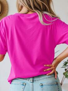 Damen Lässig Kurzarm Rundhals T-Shirt