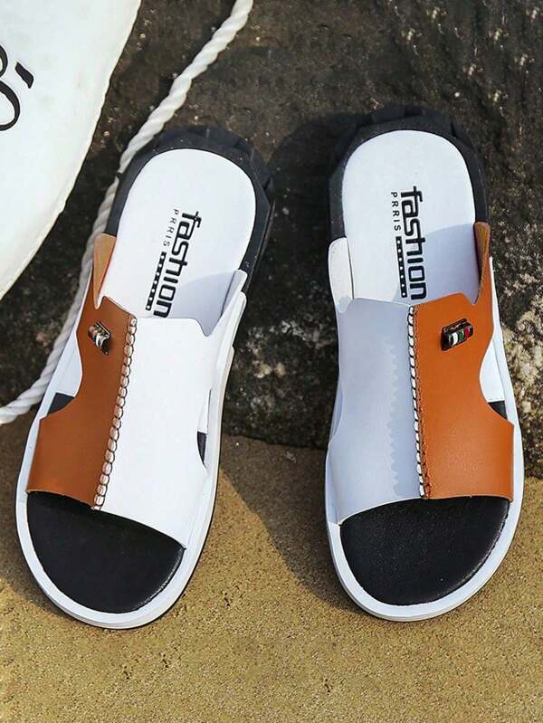 Sandalias de hombre con suela gruesa y tira, antideslizantes y cómodas, estilo de vacaciones para primavera/verano, versátiles para interiores y exteriores