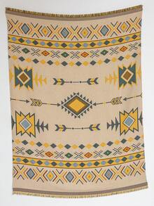 1pc Retro Floral Pattern Sofa Throw Blanket With Tassel Fringe, Suitable For Bedroom, Dormitory, Office, Living Room, Sofa Decoration, Nap Blanket, Multiple Sizes Available, Sweet Gift For All Seasons Sofa Cover Couch Cover Living Room Decor Room Decor - Apricot - View 9