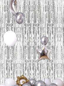 1/2/3pcs Shiny Sliver Tinsel Curtain Drizzle Curtain Party Background Decoration,Party Backdrop Metallic Foil Fringe Tinsel Curtain,Birthday Party Supplies,Gender Reveal Party Babyshower Bridal Shower Party Decor,Holiday Event Party Backdrop Decor