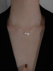1 Stück elegante 925er Sterlingsilber-Kette für Damen, minimalistisches sechszackiger Stern Design, geeignet für den täglichen Gebrauch und festliche Anlässe, Party-/Geburtstagsgeschenk