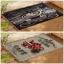 1 Stück Kaffee Muster Willkommens Fußmatte, Vintage Heim Dekoration, TPR-Rückseite Kunstwoll Matte, geeignet für Kaffee Shop Eingang, Veranda, Innenbereich - Weich, Strapazierfähig, waschbarer Bodenbelag für Wohnzimmer, Bad, Schlafzimmer, Spielzimmer, Waschküche, Dorm, Küche Dekoration