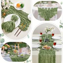 6 piezas Manteles de mesa de organza con diseño floral, 6 pies - Poliéster lavable, diseño floral elegante en el centro, adecuado para bodas, cumpleaños y fiestas, manteles para eventos | Manteles florales | Textura de organza, decoración de mesa