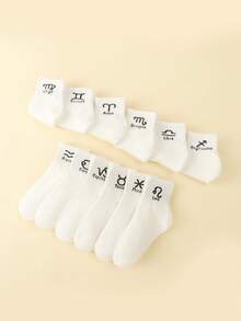 12 Pairs Children's Soft Breathable Solid Stripe Star Pattern Versatile Socks - Multicolor - View 5