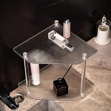1pc Acrylic Transparent Storage Rack, Acrylic Organizer Shelf For Bathroom, Countertop, Vanity - Clear - View 8