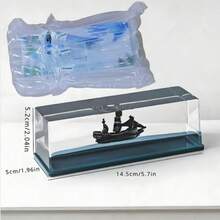 1pc Unsinkable Black Pearl Cruise Ship Bottle Decoration, Pirate Ship Decor For Desktop, Graduation Gift, Fluid Drift Boat Model For Home, Office, Car Display, Interesting Motion Sickness Gift For Boys, Ocean Cruise Lover - Transparent Green - View 4
