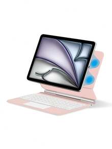 适用于 iPad Air 11/13 英寸 M3/2025/A16 第 11/10 代键盘保护套，也兼容 iPad Pro 11 英寸/12.9 英寸/13 英寸 M4/M2 第 6/5/4 代/10.9 英寸 第 3/2 代，智能保护套，支持无线多点触控，带背光，磁吸粉色