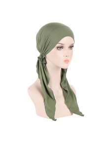 Women's New Arched Solid 2-Tail Hat Beanie, Simple & Convenient Headwear Hat, Solid Color 2-Horn Cap With Long Tail